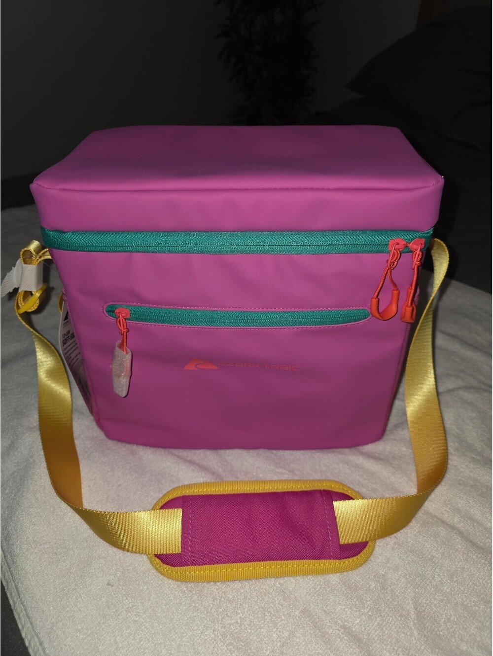 Ozark Trail 12-Can Soft-Sided Cooler Pink Teal Adjustable Shoulder Strap New